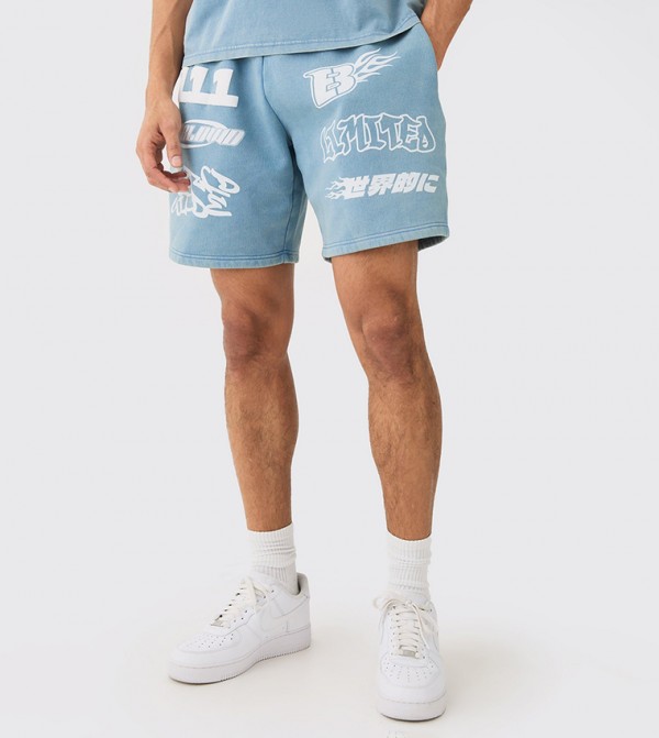 بوهو مان ملابس - أزرق فاتح شورت كاجوال