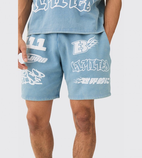 بوهو مان ملابس - أزرق فاتح شورت كاجوال