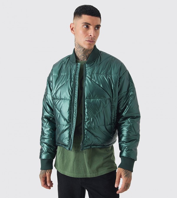 boohooMAN  Jackets & Coats - Green Puffer Jackets