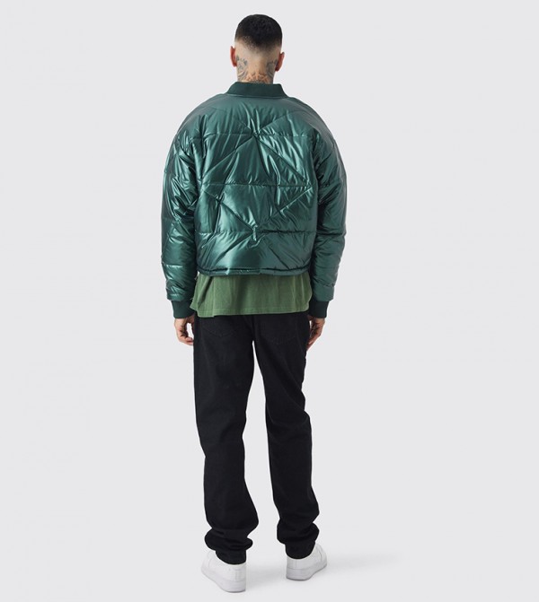 boohooMAN  Jackets & Coats - Green Puffer Jackets
