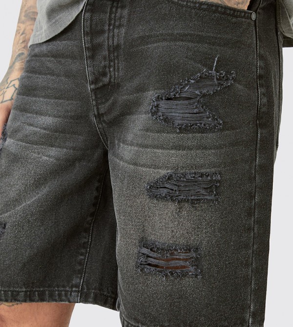 boohooMAN  Shorts - Black Denim shorts