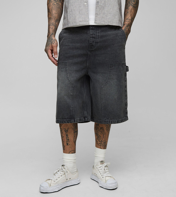 boohooMAN Shorts - Grey Denim shorts
