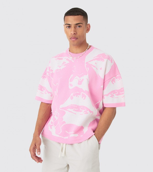 بوهو  - وردي Round Neck T-Shirts
