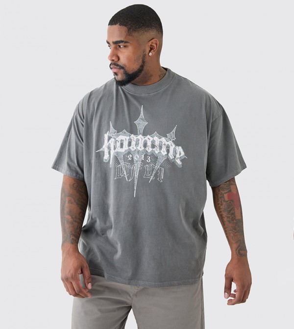 boohooMAN boohooMAN - Grey Casual T-Shirts