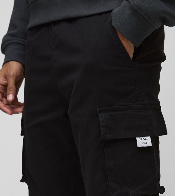 boohooMAN  Cargos - Black Cargos