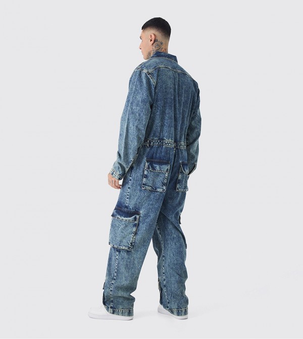 boohooMAN  Pants & Chinos - Blue Dungarees