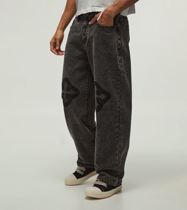 بوهو مان ملابس - رمادي Relaxed Jeans