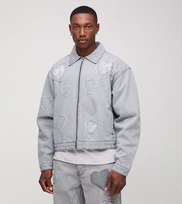 boohooMAN  Denim Jackets - LIGHT GREY Denim Jackets