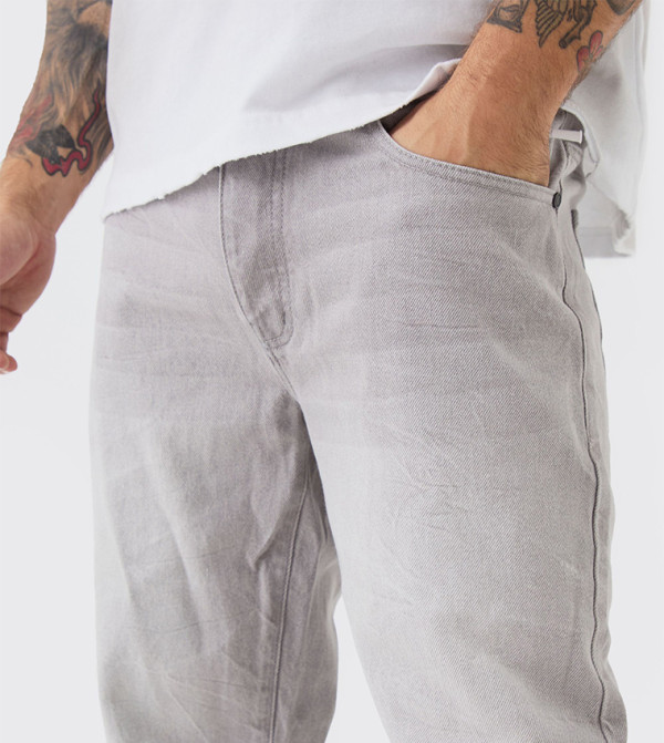 بوهو مان  بناطيل جينز - رمادي جينز مستقيم