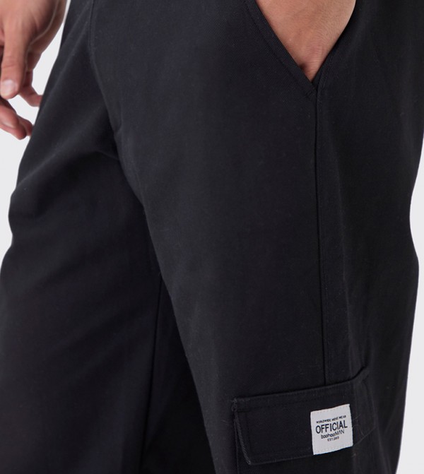 boohooMAN  Pants & Chinos - Black Cargos