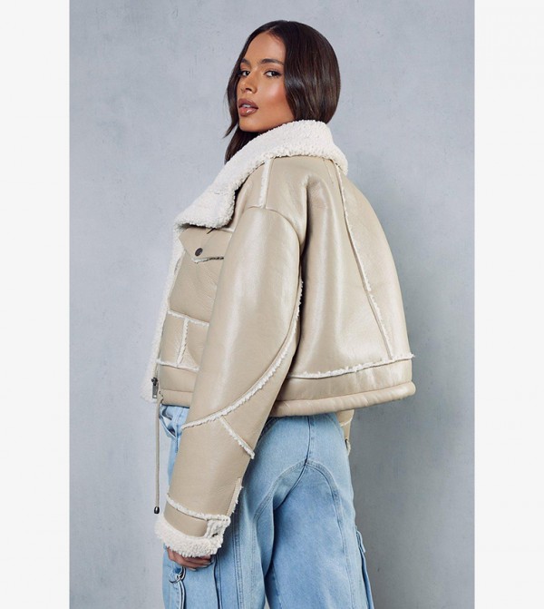 MissPap  Leather Jackets - Beige Leather Jackets
