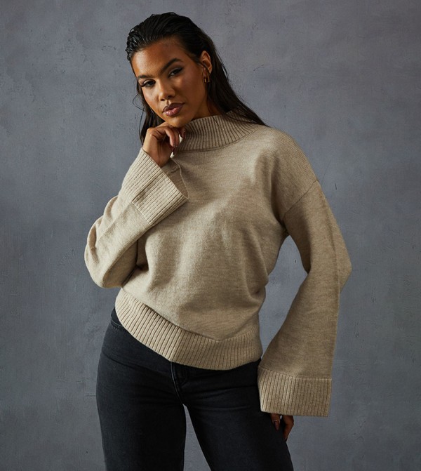 MissPap MissPap - Beige Turtle neck Sweaters
