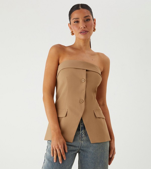 MissPap MissPap - Beige Sleeveless Tops