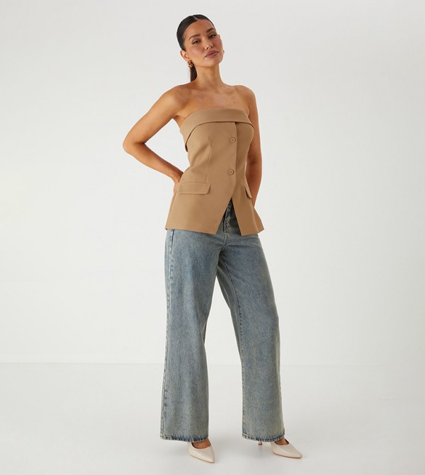 MissPap MissPap - Beige Sleeveless Tops