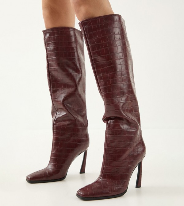 مس باب - بورغندي Knee length Boots