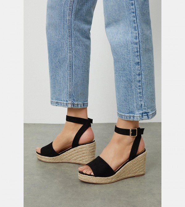 Dorothy Perkins  - Black Wedge Sandals