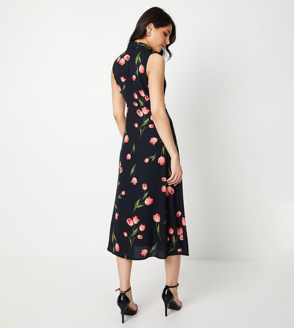 Dorothy Perkins Floral-Prints - Black Midi Dresses