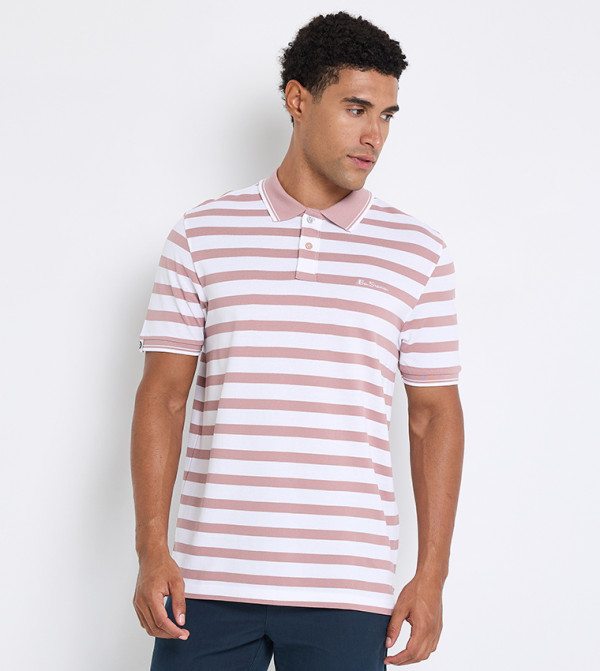 Ben Sherman  Clothing - Pink Polo T-shirts