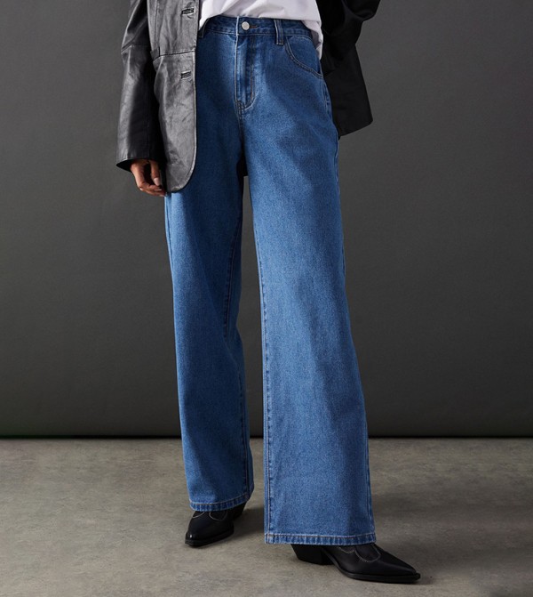 Warehouse Warehouse - Blue Wide Leg Jeans