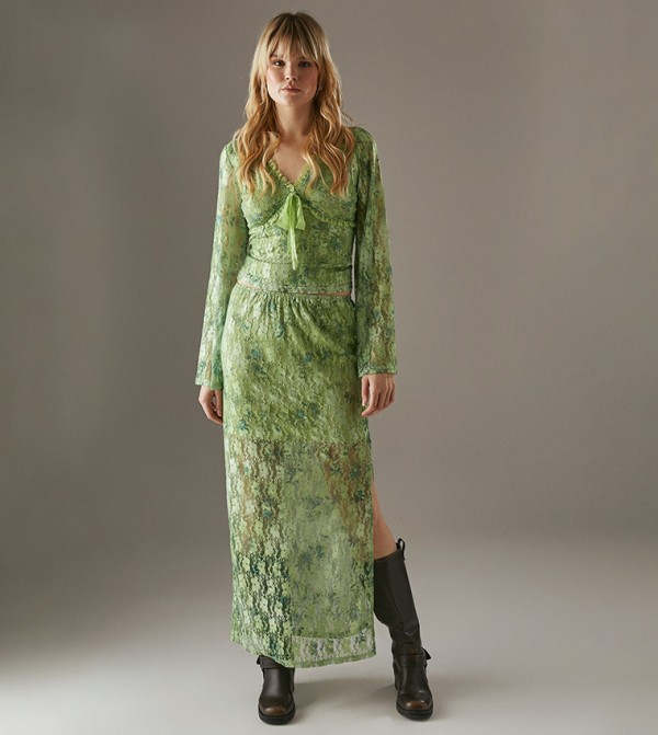 Warehouse  - Green Maxi Skirts