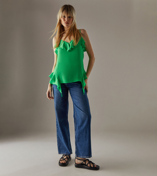 ويرهاوس romantic-styling - أخضر Sleeveless Tops