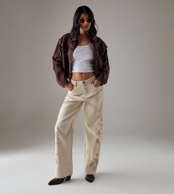 Warehouse Warehouse - Beige Straight Jeans