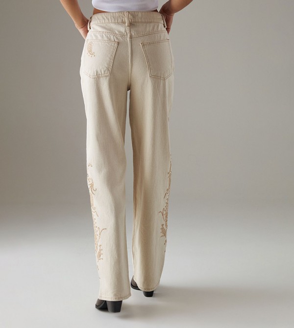 Warehouse Warehouse - Beige Straight Jeans