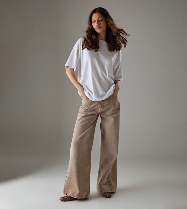 Warehouse Warehouse - Brown Wide Leg Jeans