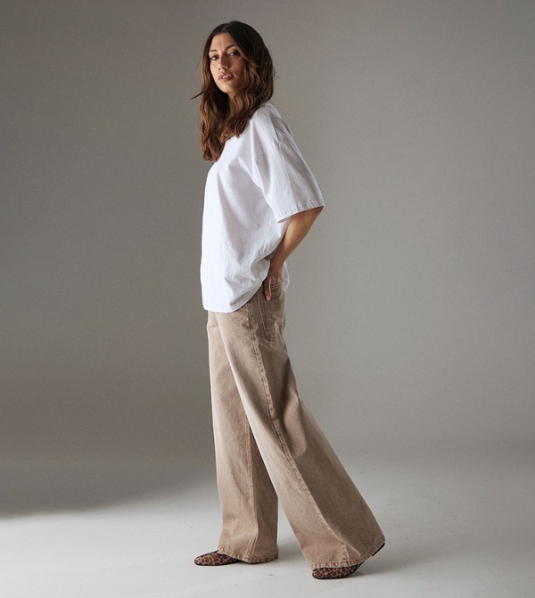 Warehouse Warehouse - Brown Wide Leg Jeans