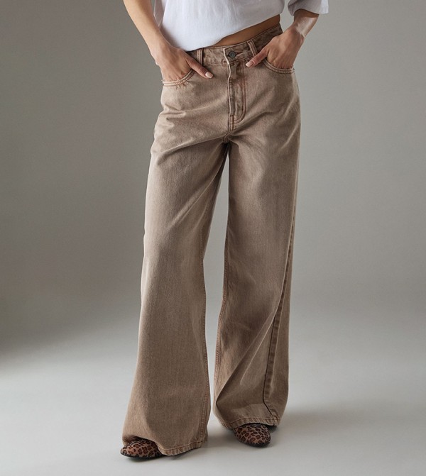 Warehouse Warehouse - Brown Wide Leg Jeans