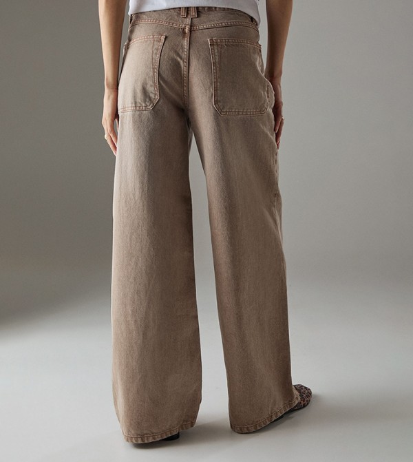 Warehouse Warehouse - Brown Wide Leg Jeans