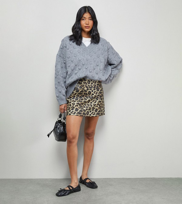 Warehouse  Sweaters - Grey V-neck Sweaters