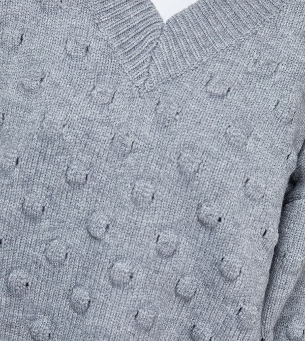 Warehouse  Sweaters - Grey V-neck Sweaters