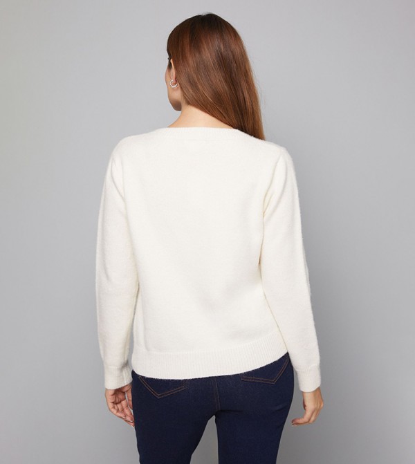 Wallis  Sweaters & Cardigans - White Round Neck Sweaters