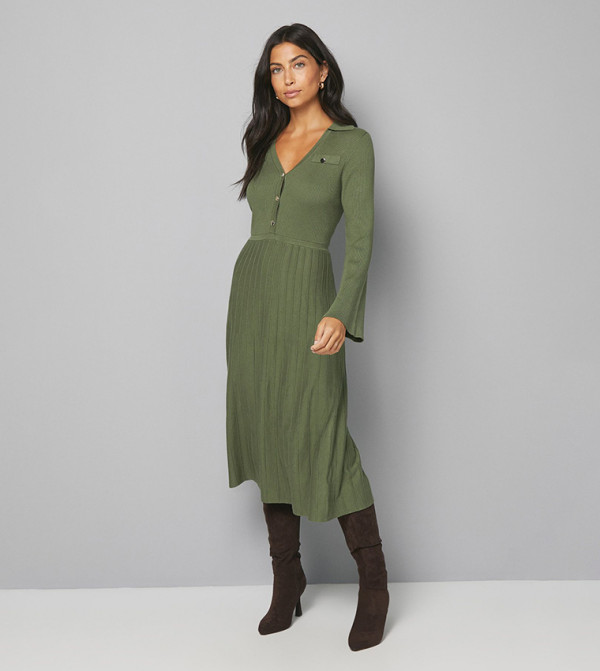 Wallis  Clothing - Olive Midi Dresses