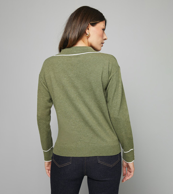 Wallis  Sweaters & Cardigans - Green V-neck Sweaters