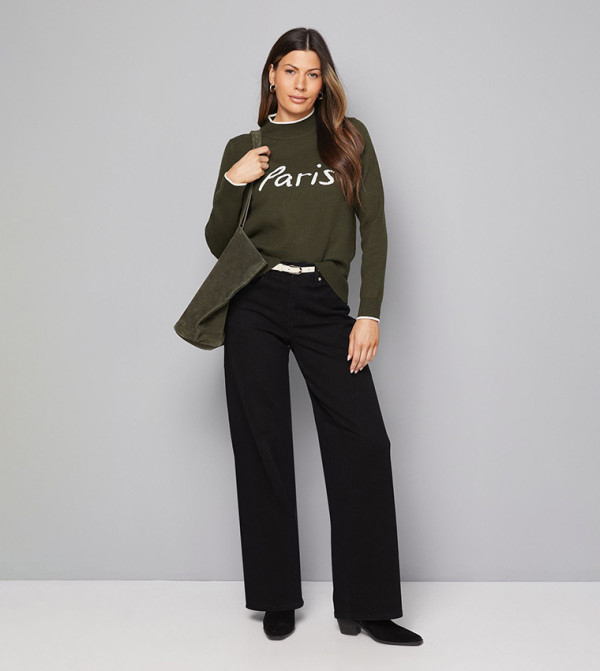 Wallis  Sweaters - Green Turtle neck Sweaters