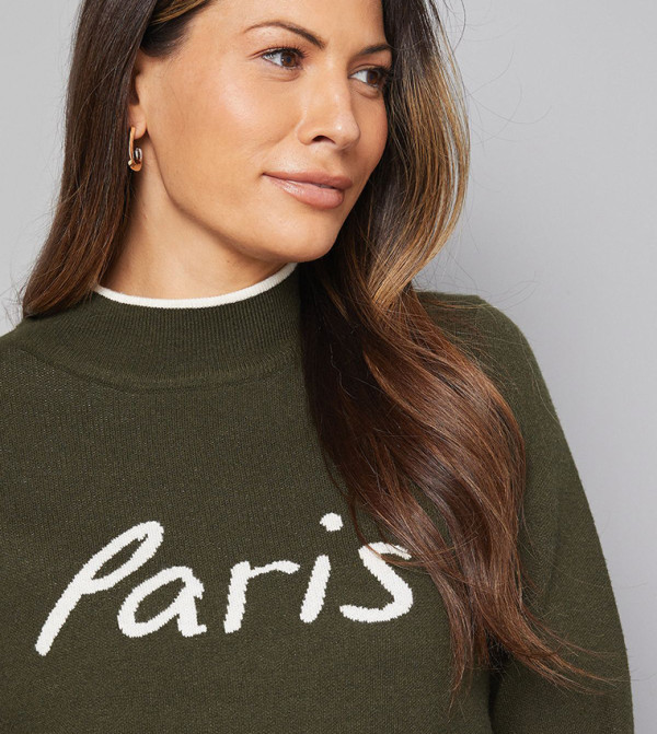 Wallis  Sweaters - Green Turtle neck Sweaters