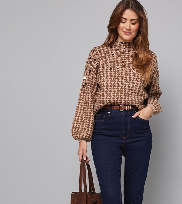 واليس   سترات - بني  Turtle neck Sweaters