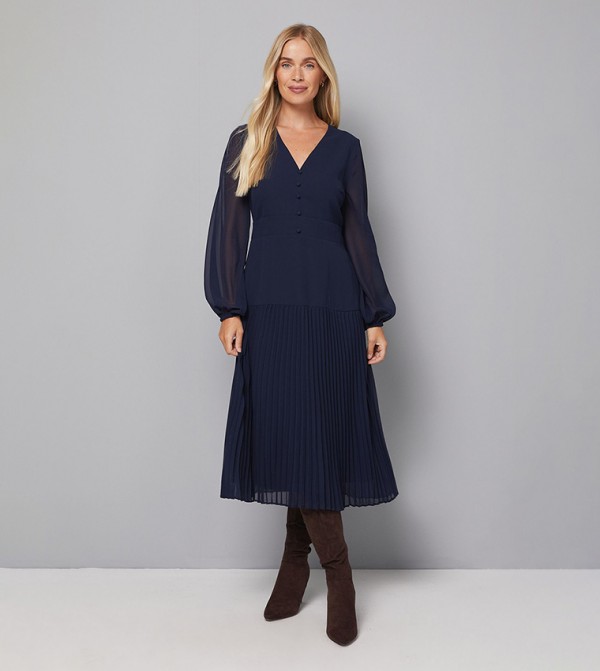 واليس   فساتين ميدي  - كحلي مزرق  Midi Dresses