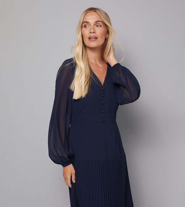 واليس   فساتين ميدي  - كحلي مزرق  Midi Dresses