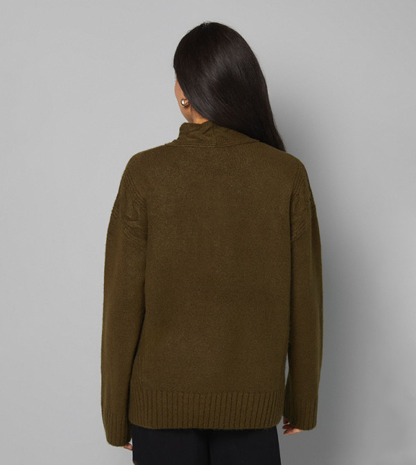 Wallis  Sweaters - Green Round Neck Sweaters