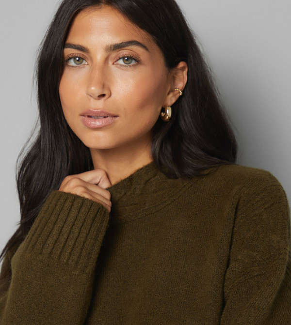 Wallis  Sweaters - Green Round Neck Sweaters