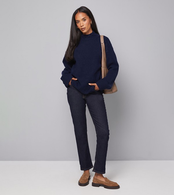 واليس  واليس - كحلي Round Neck Sweaters