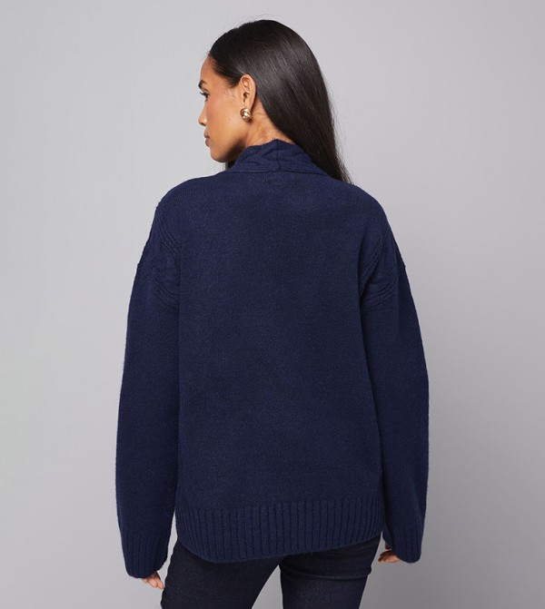 واليس  واليس - كحلي Round Neck Sweaters