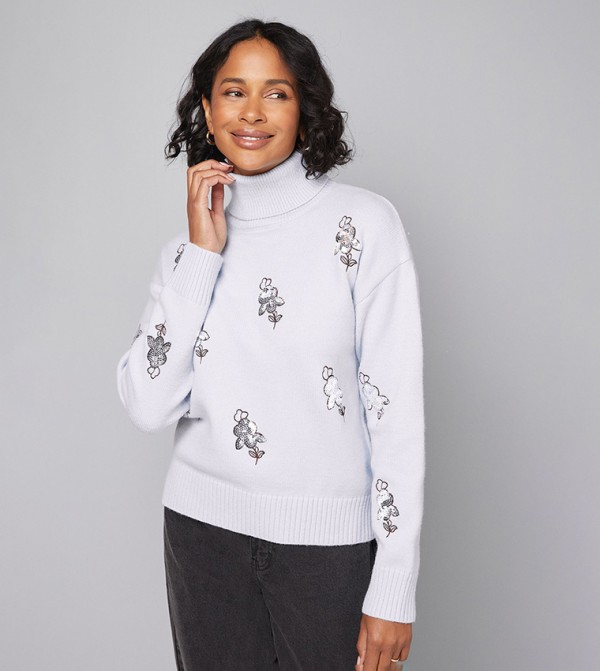 Wallis  Sweaters & Cardigans - Light Blue Turtle neck Sweaters