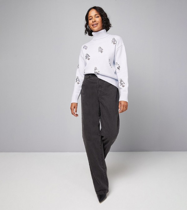 Wallis  Sweaters & Cardigans - Light Blue Turtle neck Sweaters