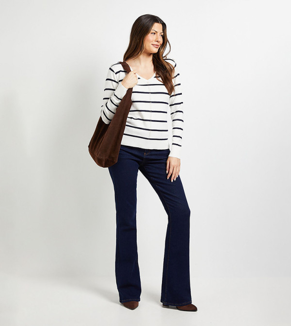 Wallis Wallis - White V-neck Sweaters