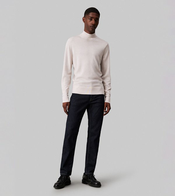 Calvin Klein  Turtle Neck Sweaters - Beige Turtle neck Sweaters