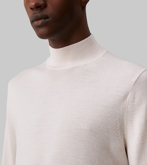 Calvin Klein  Turtle Neck Sweaters - Beige Turtle neck Sweaters